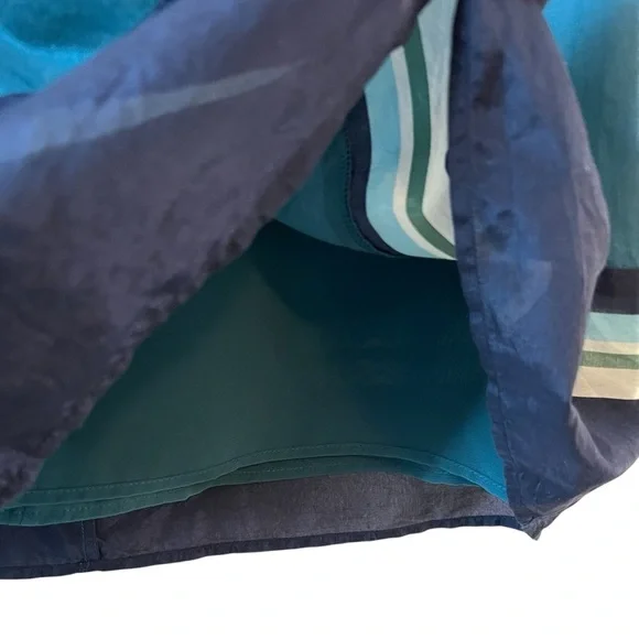 Banana Republic Silk Teal Dress with Striped Hem - Picture 6 of 7